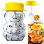 Банка для мёда стекл 0,3 л МИШКА с ложкой-веретено шляпа желтая КВ/475-9851 